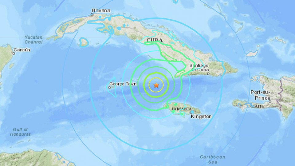 7.7 magnitude earthquake on the coast of Jamaica, causing great destruction.