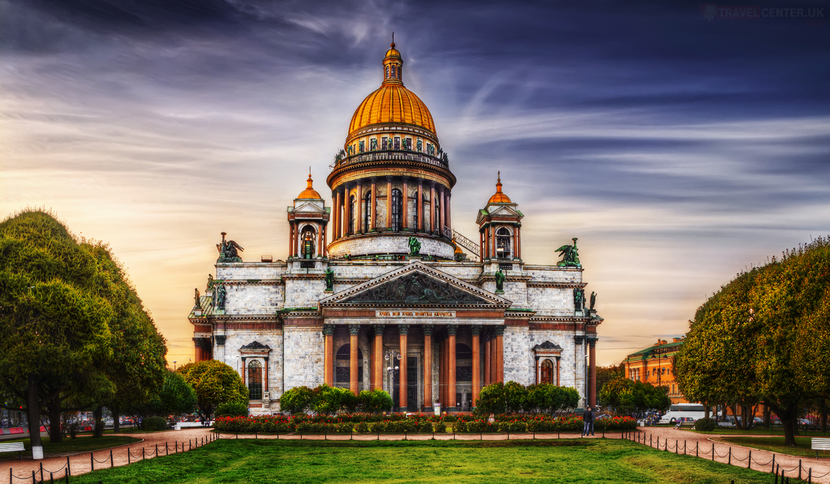 Cities to visit in 2021 - Isaac's Cathedral from park square in St. Petersburg