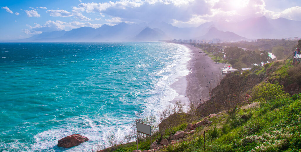 Konyaaltı beach in Antalya, Turkey in September
