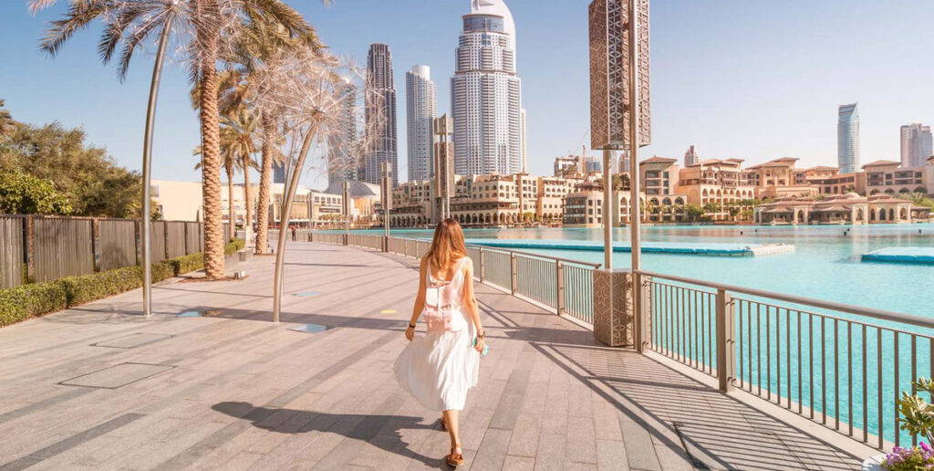 The Dubai Fountain , Dubai in July