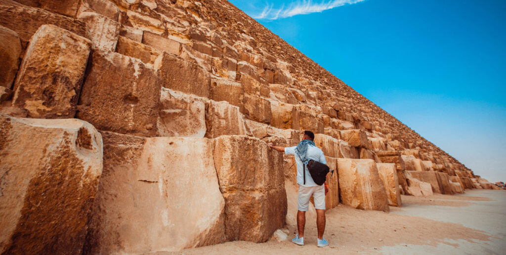 huge blocks of the Giza pyramid near Cairo