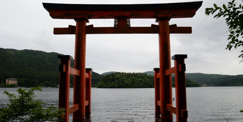 Heiwa no Torii gate, shores of Lake Ashi in Hakone, Japan