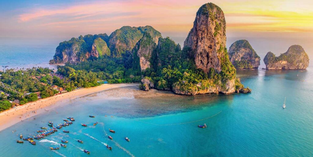 This image shows Railay Beach in the Krabi Province, Thailand.